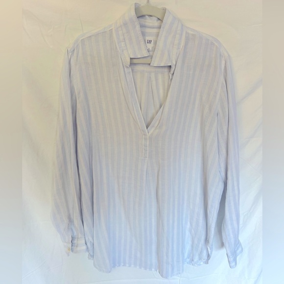 GAP Linen tunic. Light blue and white stripes. Size XL. - Picture 4 of 9